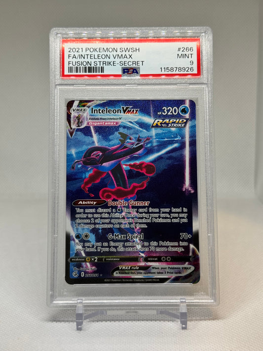SWSH Fusion Strike: 266/264 - Inteleon VMAX (Alternate Art Secret) (SR) PSA 9